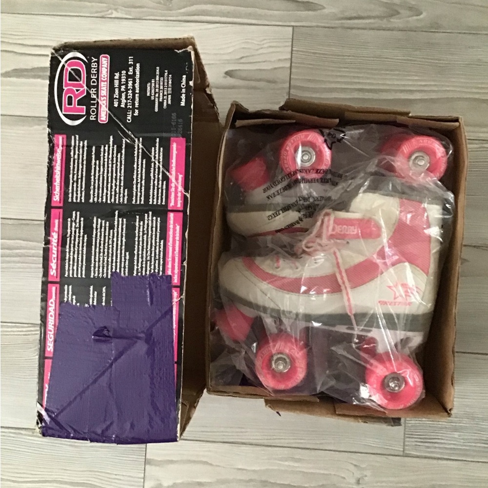 Pink and White Quad Roller Skates for Fun Play